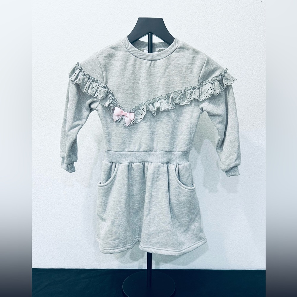 Blueberi Boulevard Gray Dress with Pink Accent